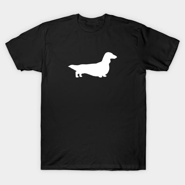 White Long Haired Dachshund Dog Breed Silhouette T-Shirt by Coffee Squirrel